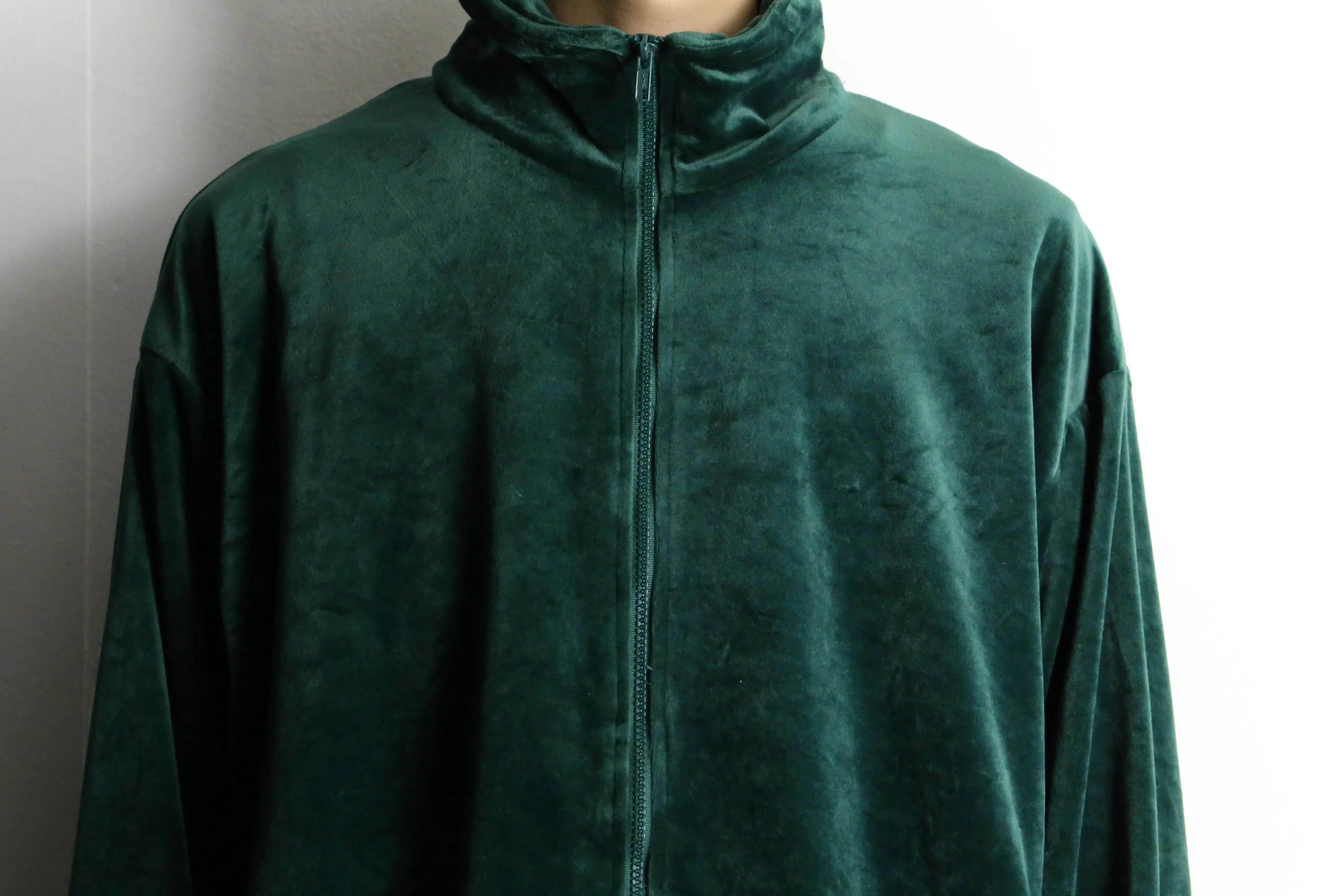 green loose velour track jacket