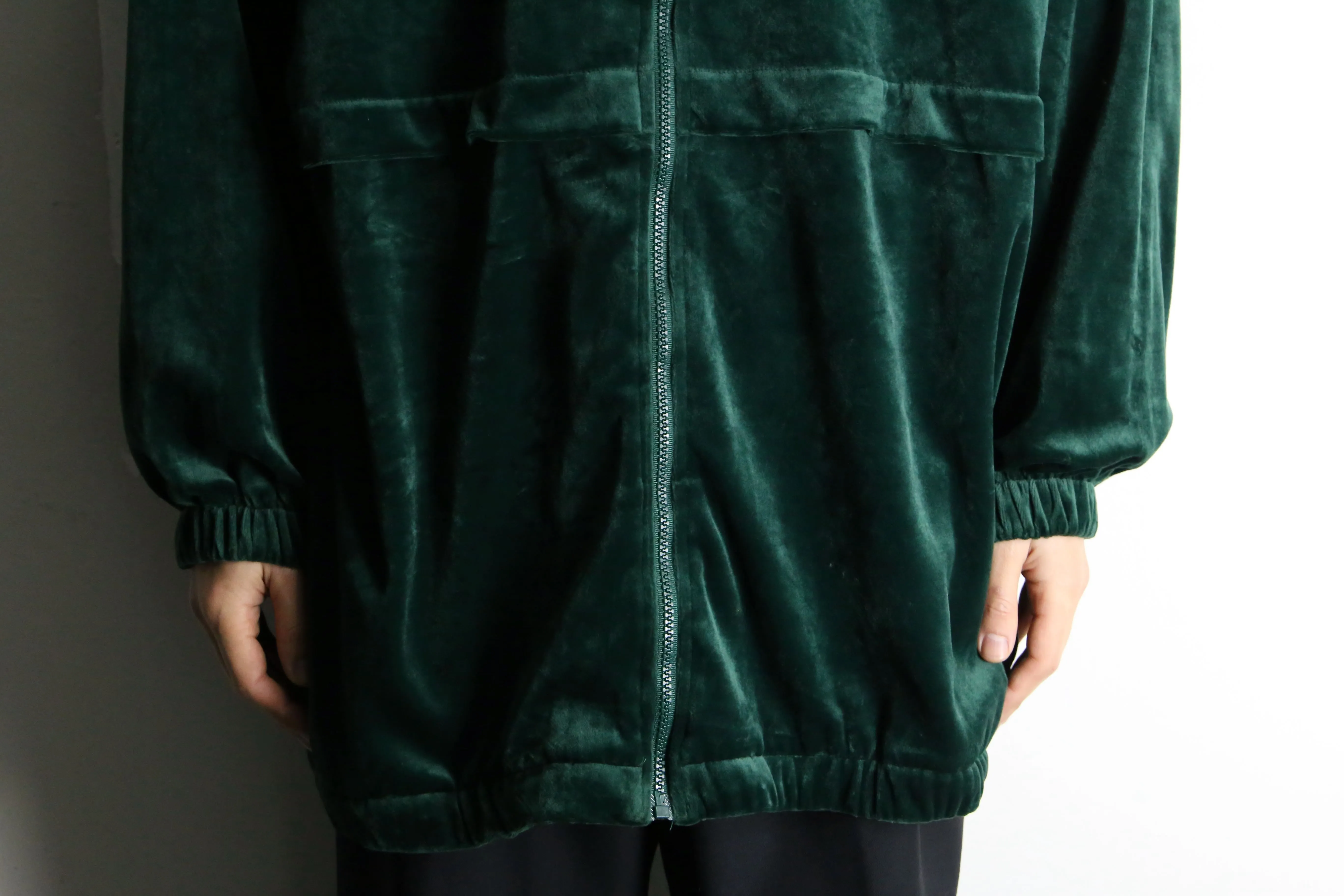 green loose velour track jacket