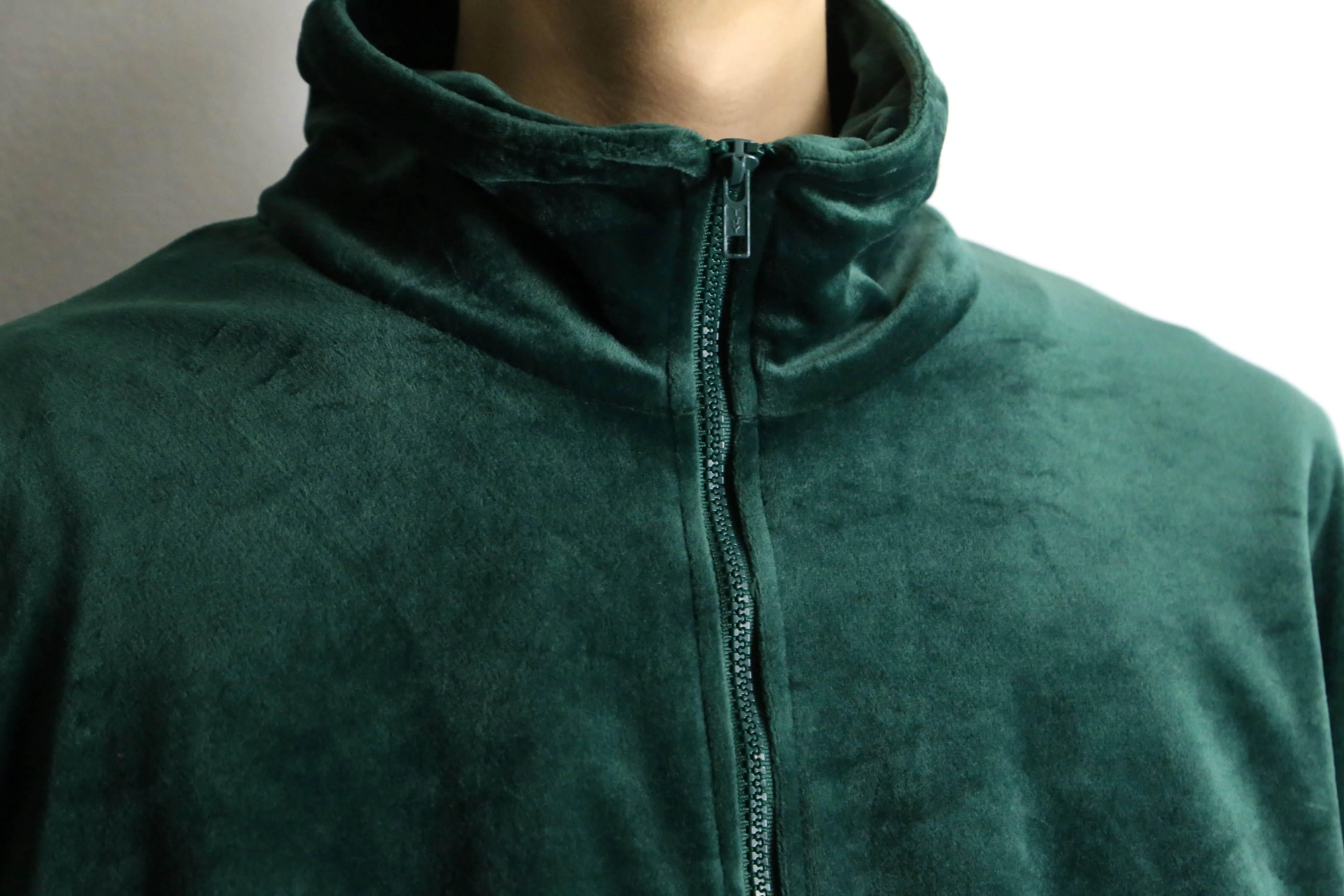 green loose velour track jacket