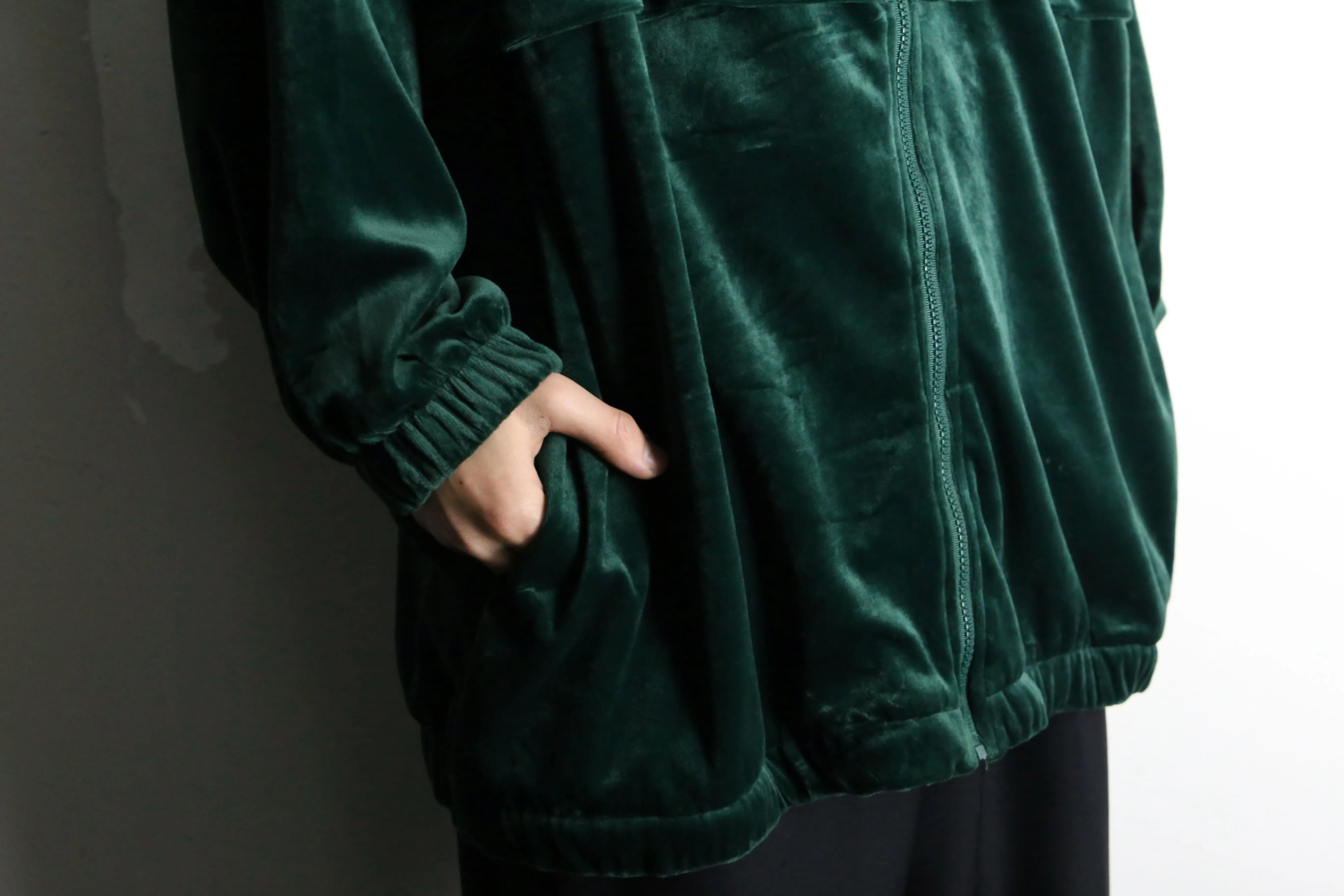 green loose velour track jacket