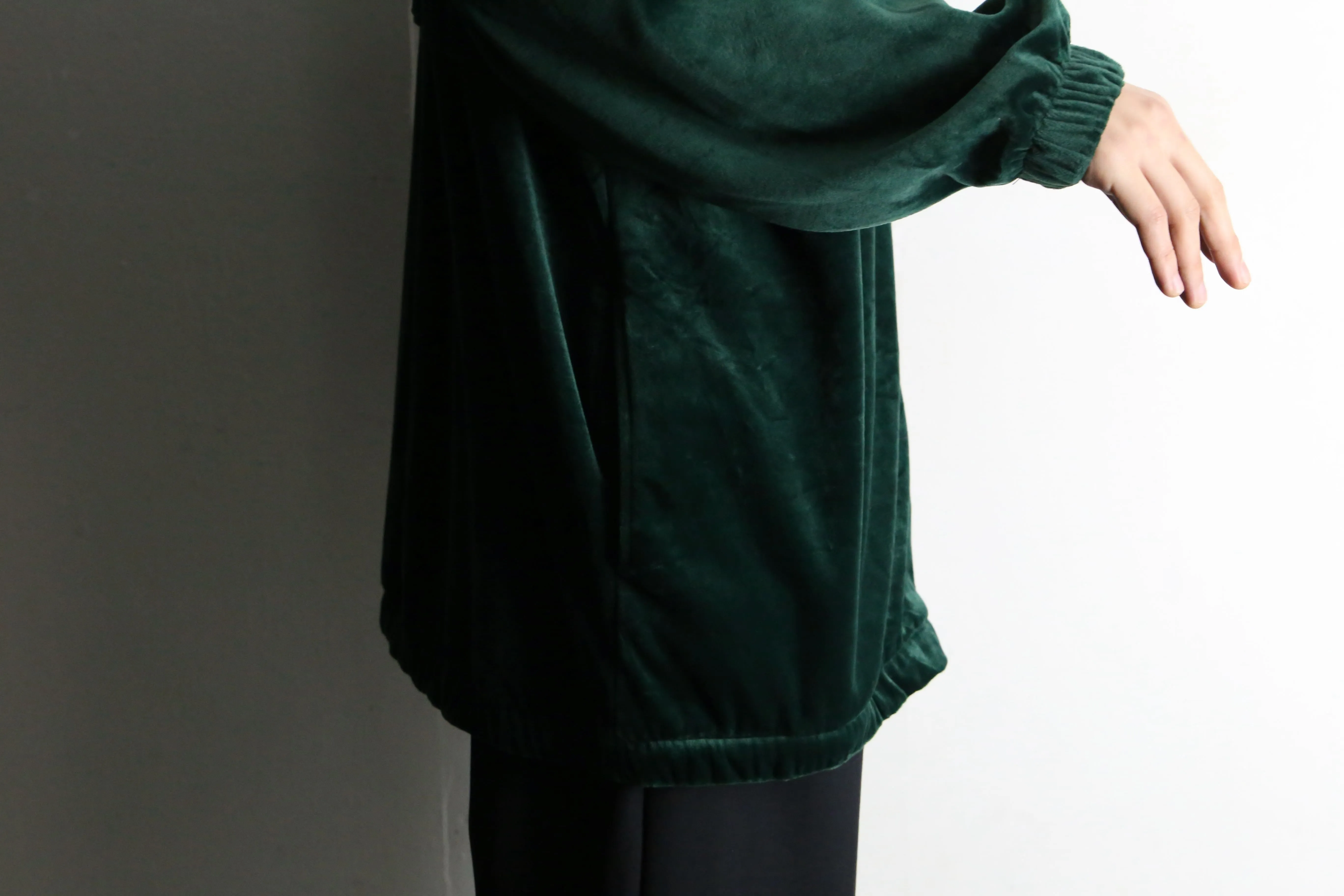 green loose velour track jacket