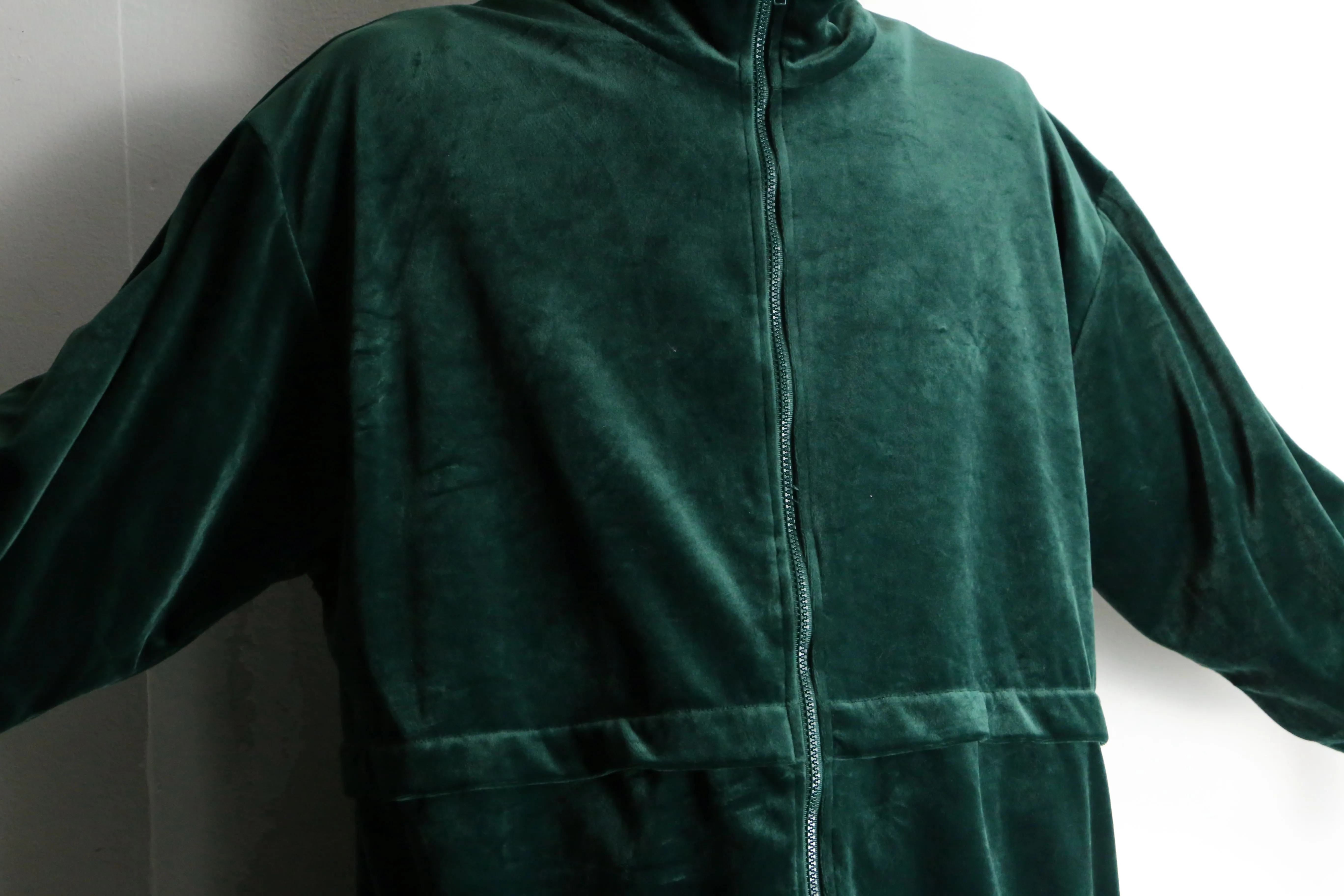green loose velour track jacket