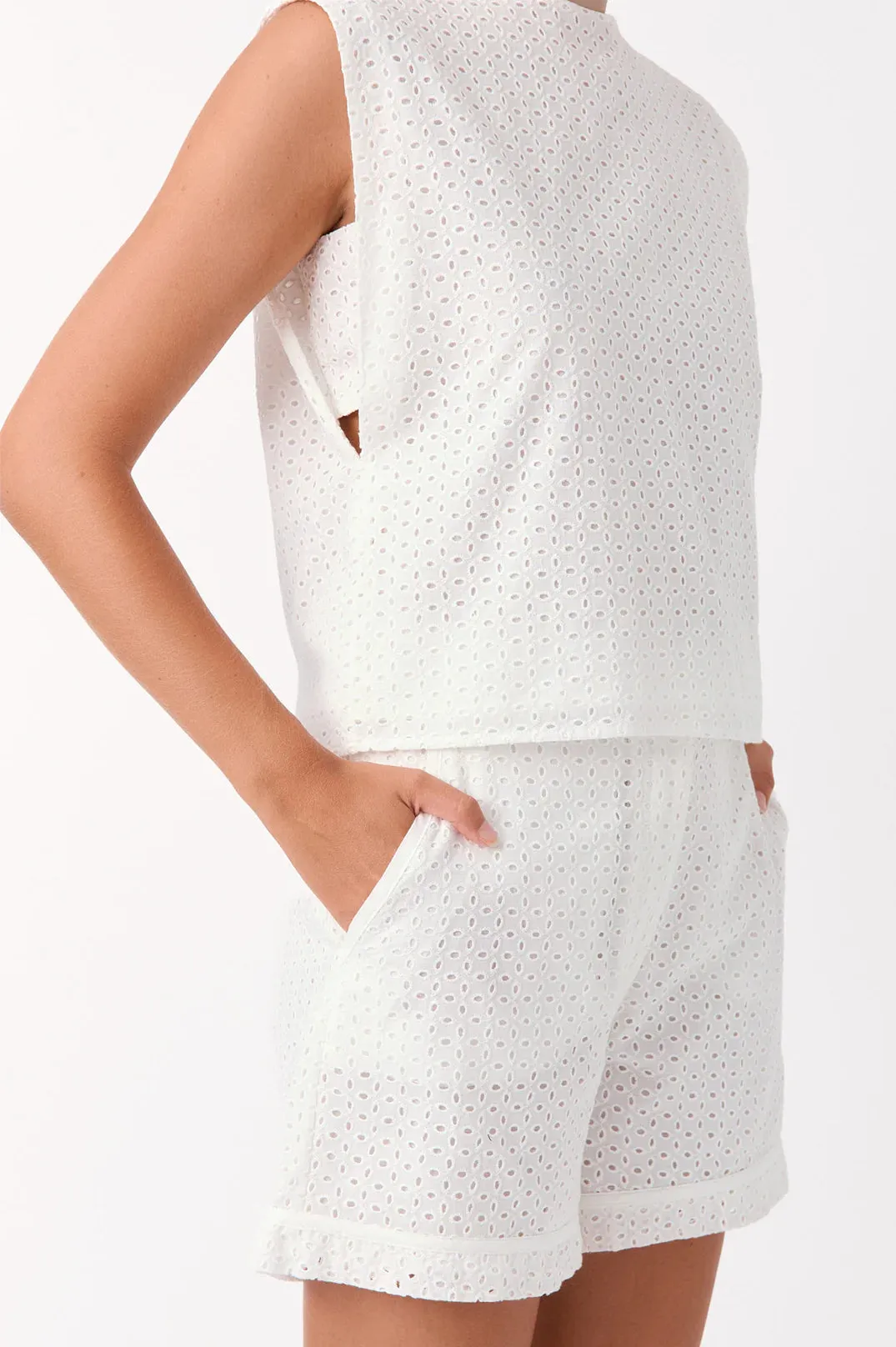 Haven Broderie Anglaise Short White