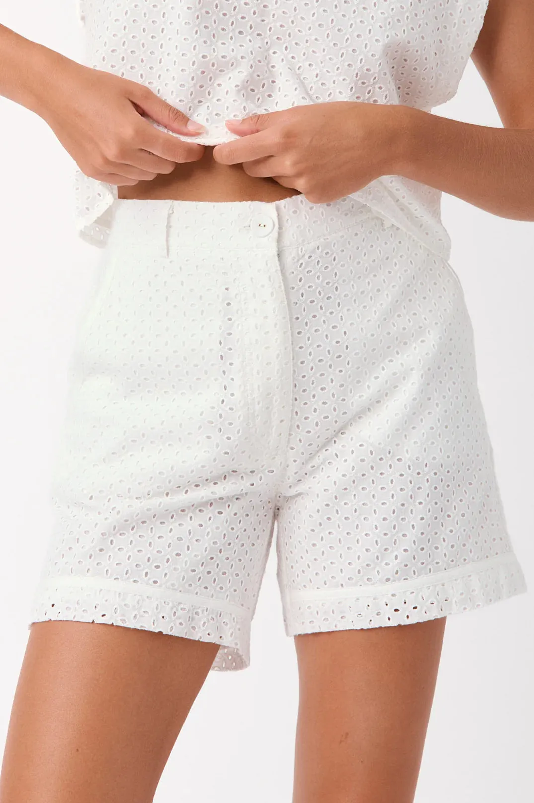 Haven Broderie Anglaise Short White