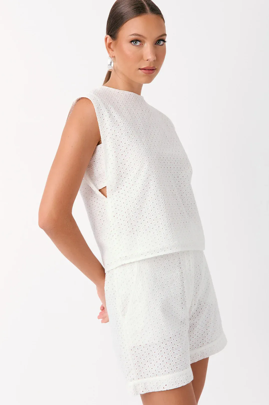 Haven Broderie Anglaise Short White