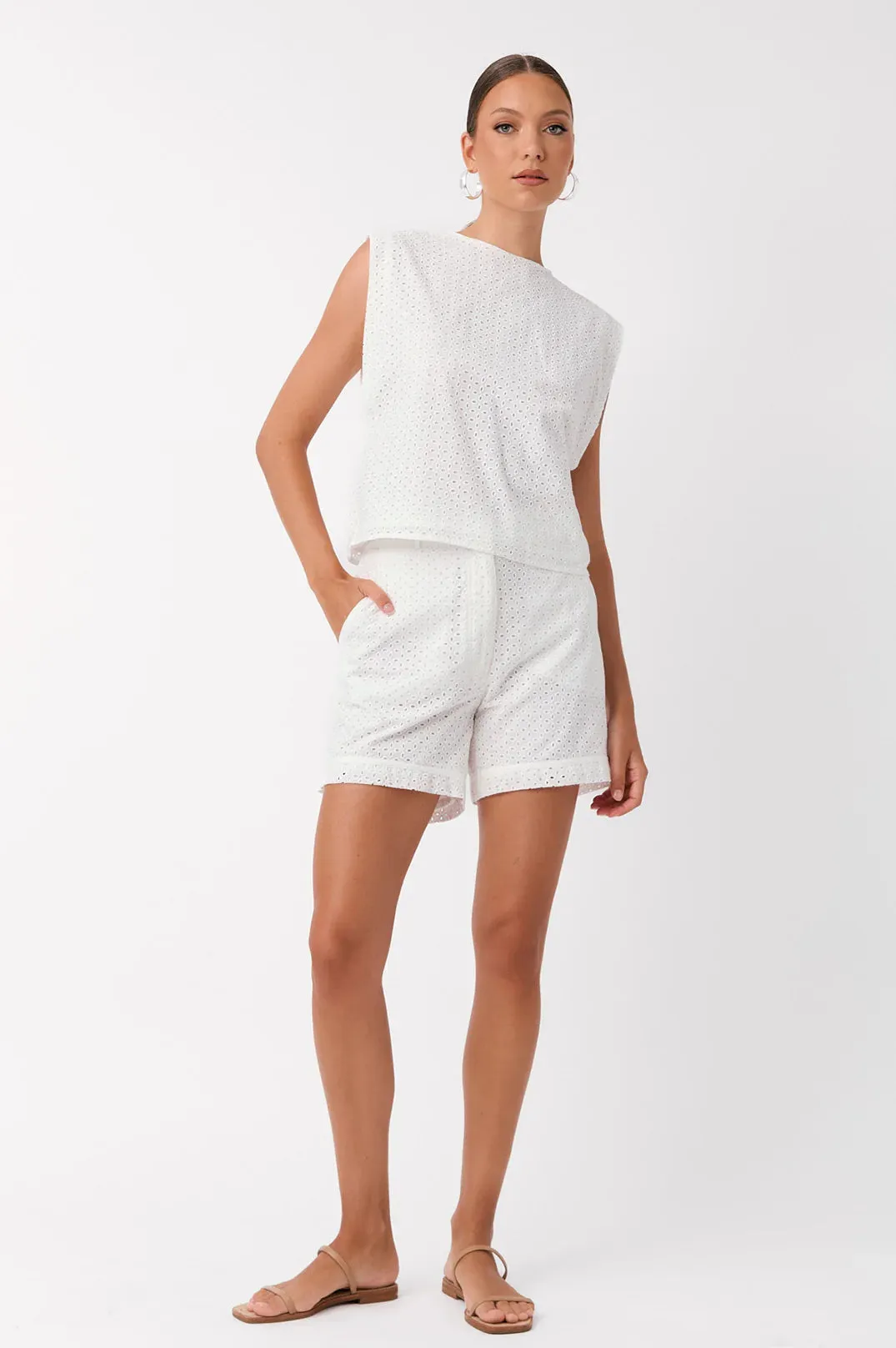 Haven Broderie Anglaise Short White