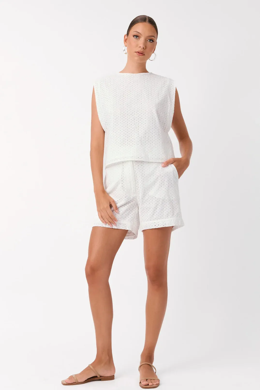 Haven Broderie Anglaise Short White