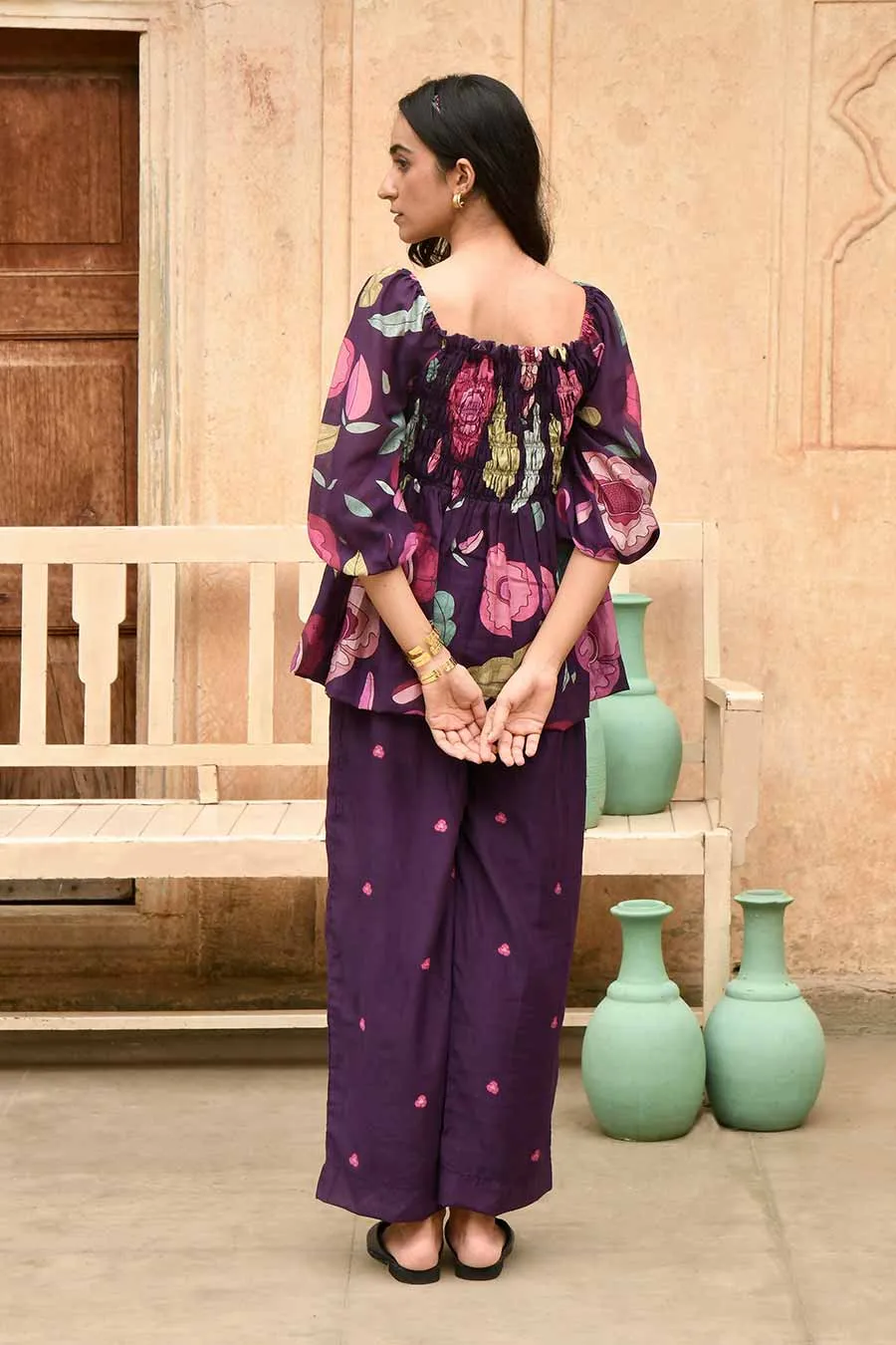 Iris Violet Floral Print Co-Ord Set