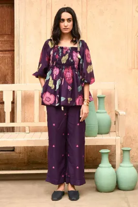 Iris Violet Floral Print Co-Ord Set