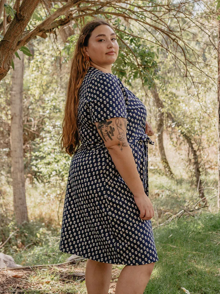 Katie Wrap Dress - Navy Micro Floral