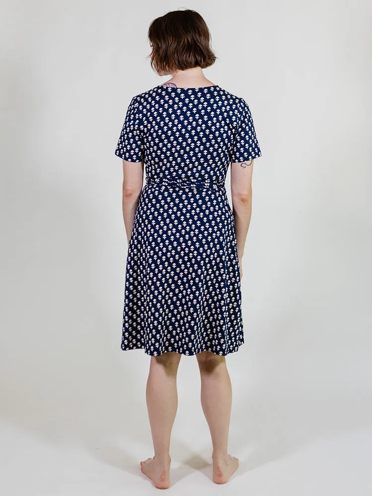 Katie Wrap Dress - Navy Micro Floral