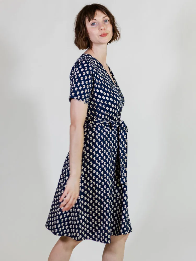 Katie Wrap Dress - Navy Micro Floral