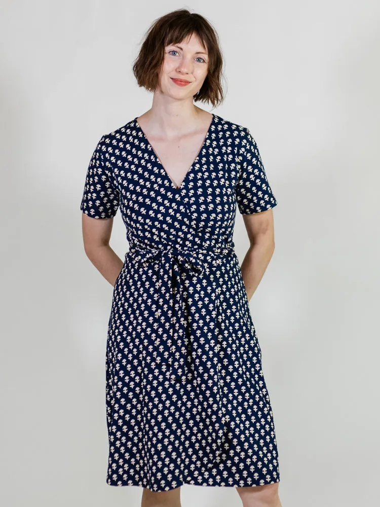 Katie Wrap Dress - Navy Micro Floral
