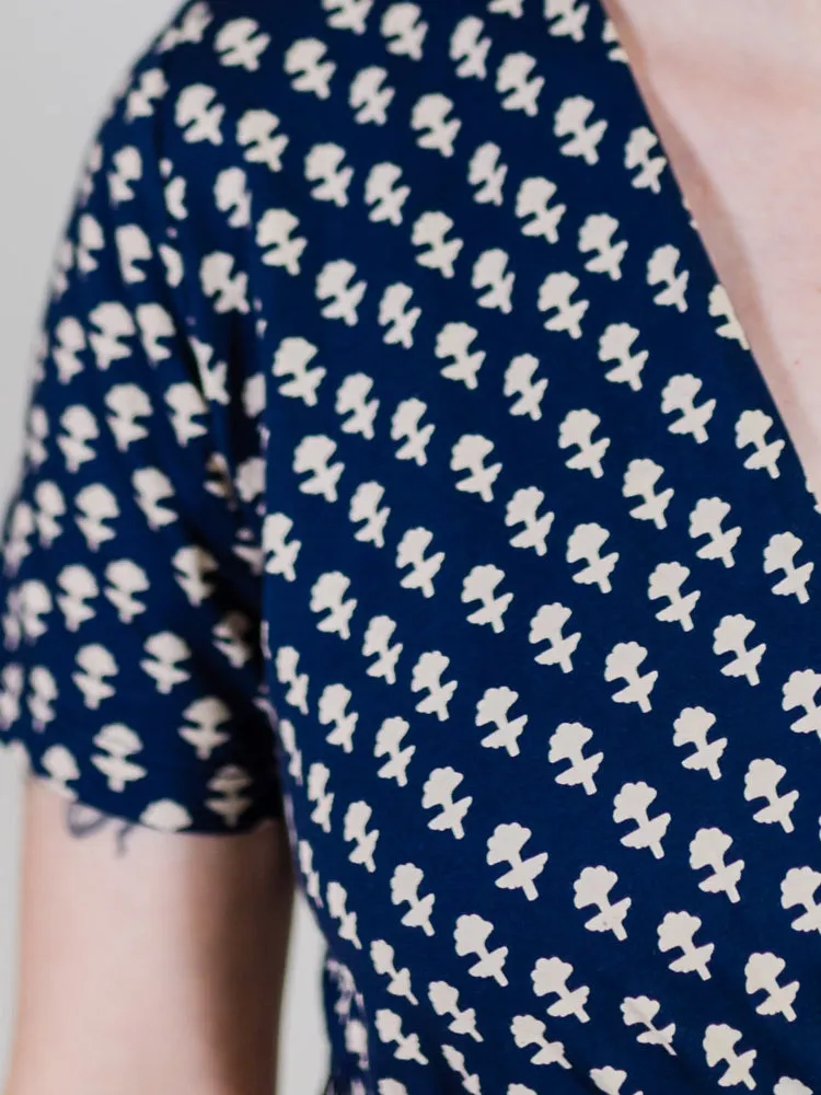 Katie Wrap Dress - Navy Micro Floral