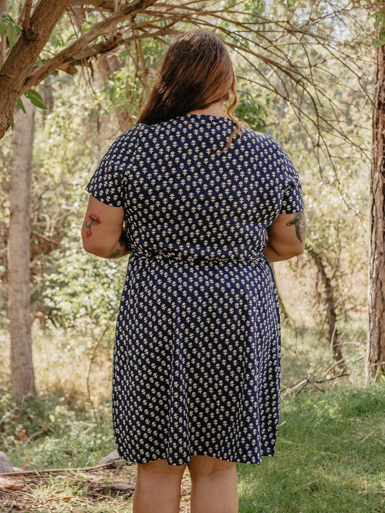 Katie Wrap Dress - Navy Micro Floral