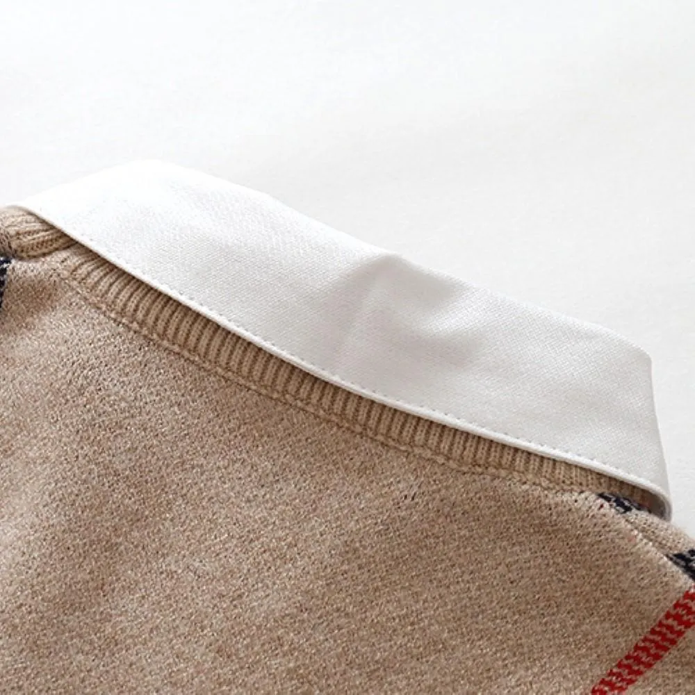 Kids Boy Lapel Strip Pattern Polo Sweater Boy Boutique Clothing Wholesale
