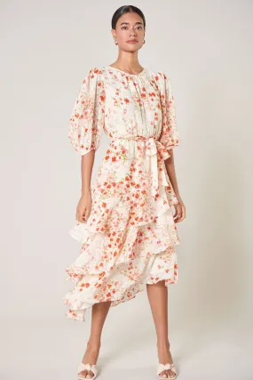 Love Bomb Celia Asymmetrical Ruffle Midi Dress