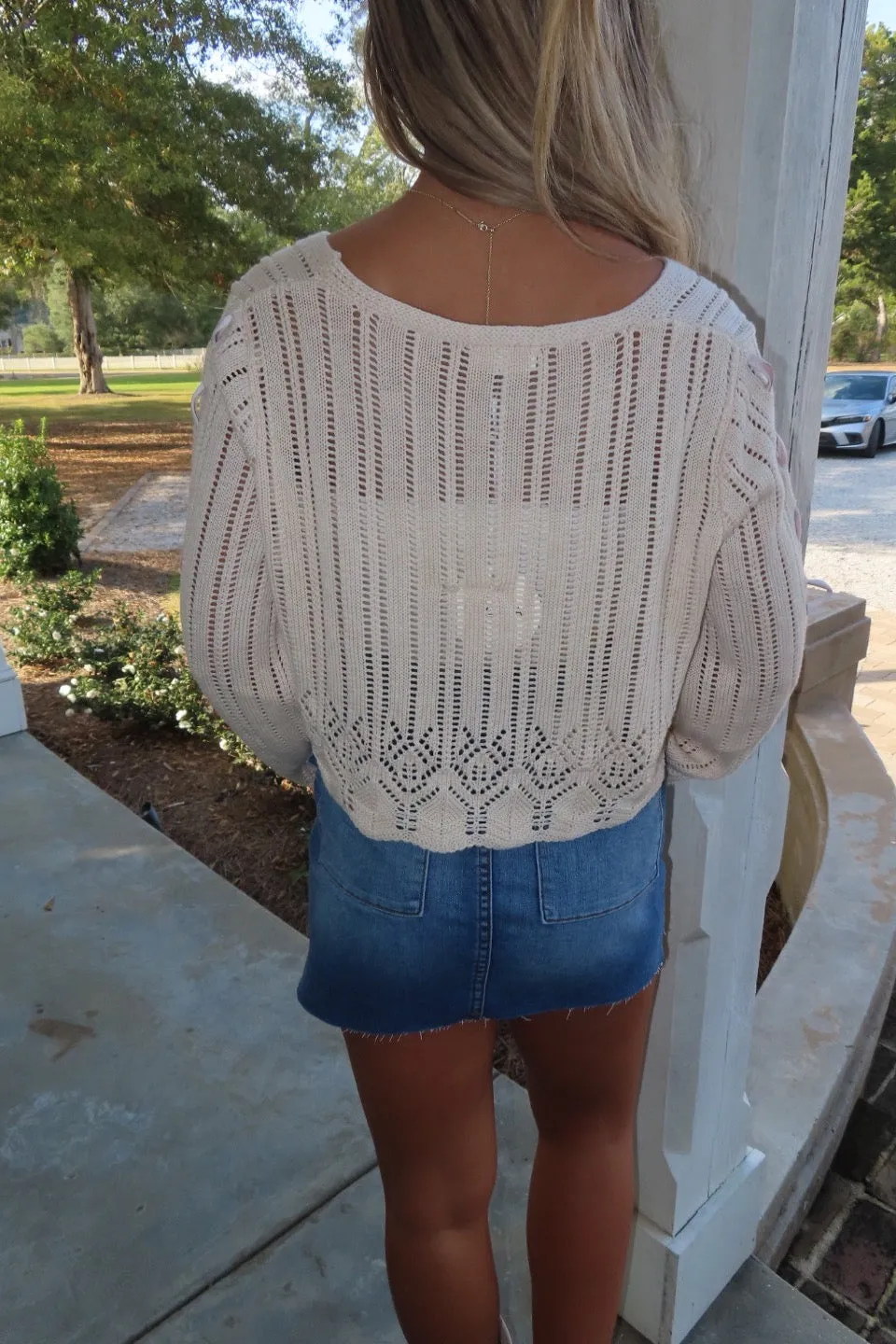 Love Leftovers Lace Ribbon Cardigan Cream