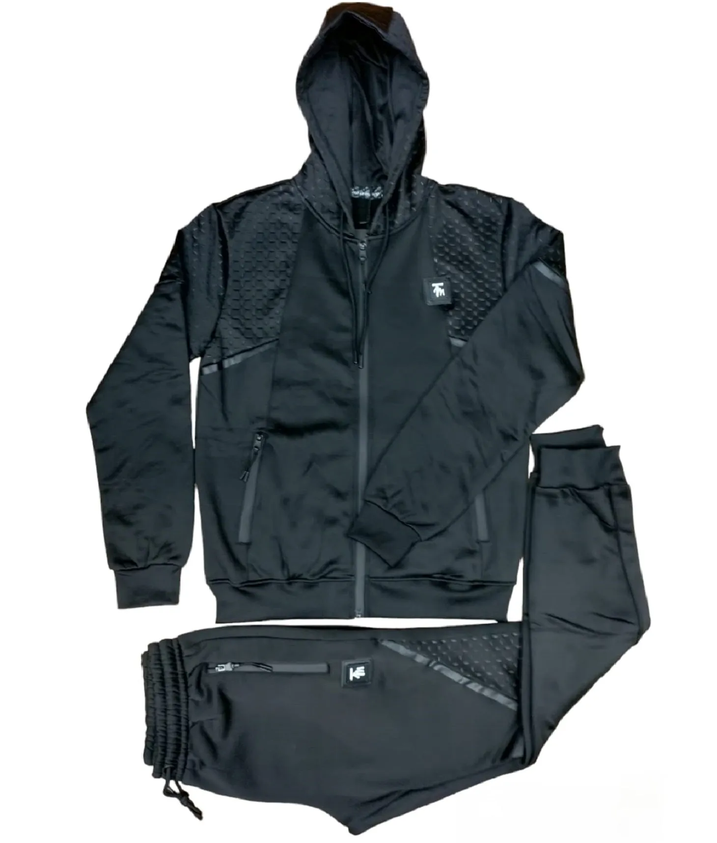 Mens Black Time Is Money Tracksuit 2 Piece Set Men Urban Hoodie & Joggers Zip Pants Matching Sweatshirts Sweatpants Hoodie & Joggers Bottoms