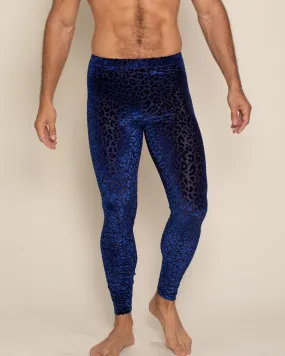 Men's Leggings | Blue Indigo Leopard