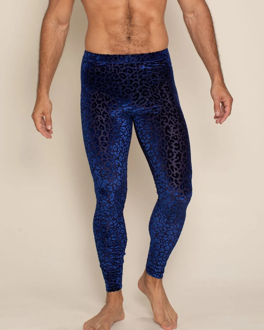 Men's Leggings | Blue Indigo Leopard