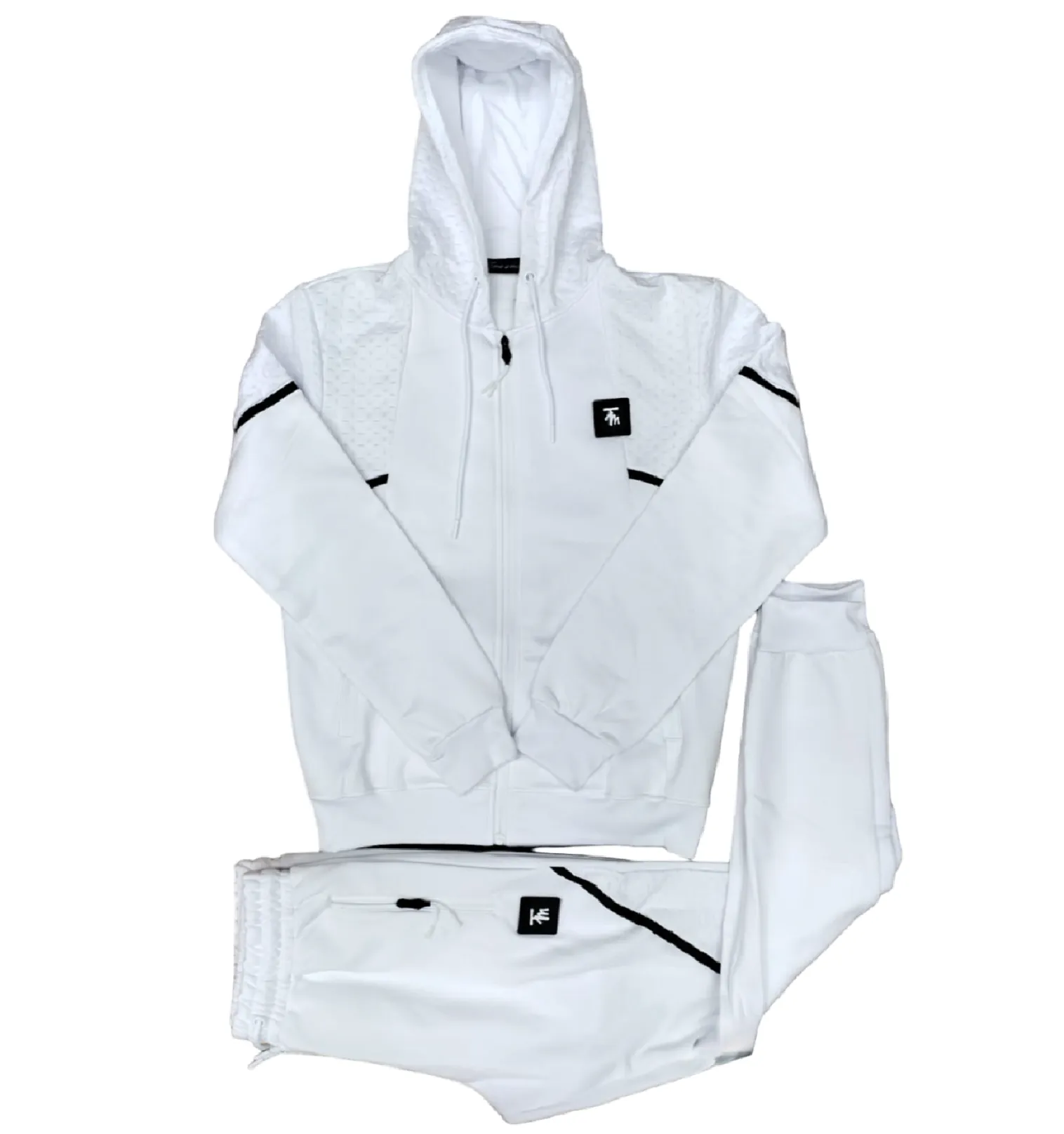 Mens White Time Is Money Tracksuit 2 Piece Set Men Urban Hoodie & Joggers Zip Pants Matching Sweatshirts Sweatpants Hoodie & Joggers Bottoms