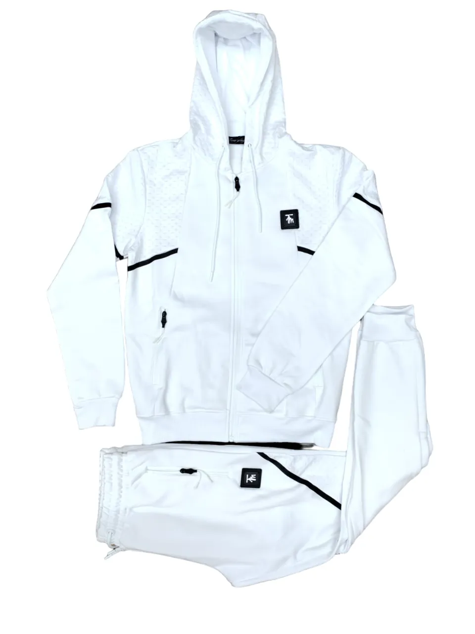 Mens White Time Is Money Tracksuit 2 Piece Set Men Urban Hoodie & Joggers Zip Pants Matching Sweatshirts Sweatpants Hoodie & Joggers Bottoms