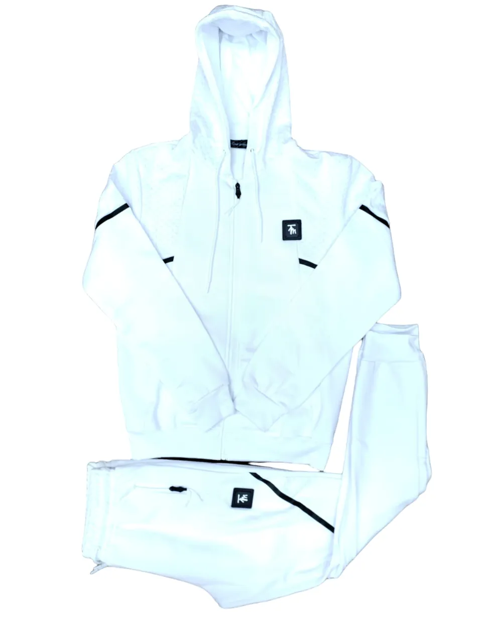 Mens White Time Is Money Tracksuit 2 Piece Set Men Urban Hoodie & Joggers Zip Pants Matching Sweatshirts Sweatpants Hoodie & Joggers Bottoms