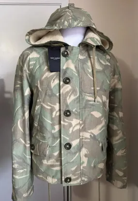 New $3390 Saint Laurent PARKA CAPUCHE CAMOUFLAGE MILI. Jacket Coat 44 US/54 Eu