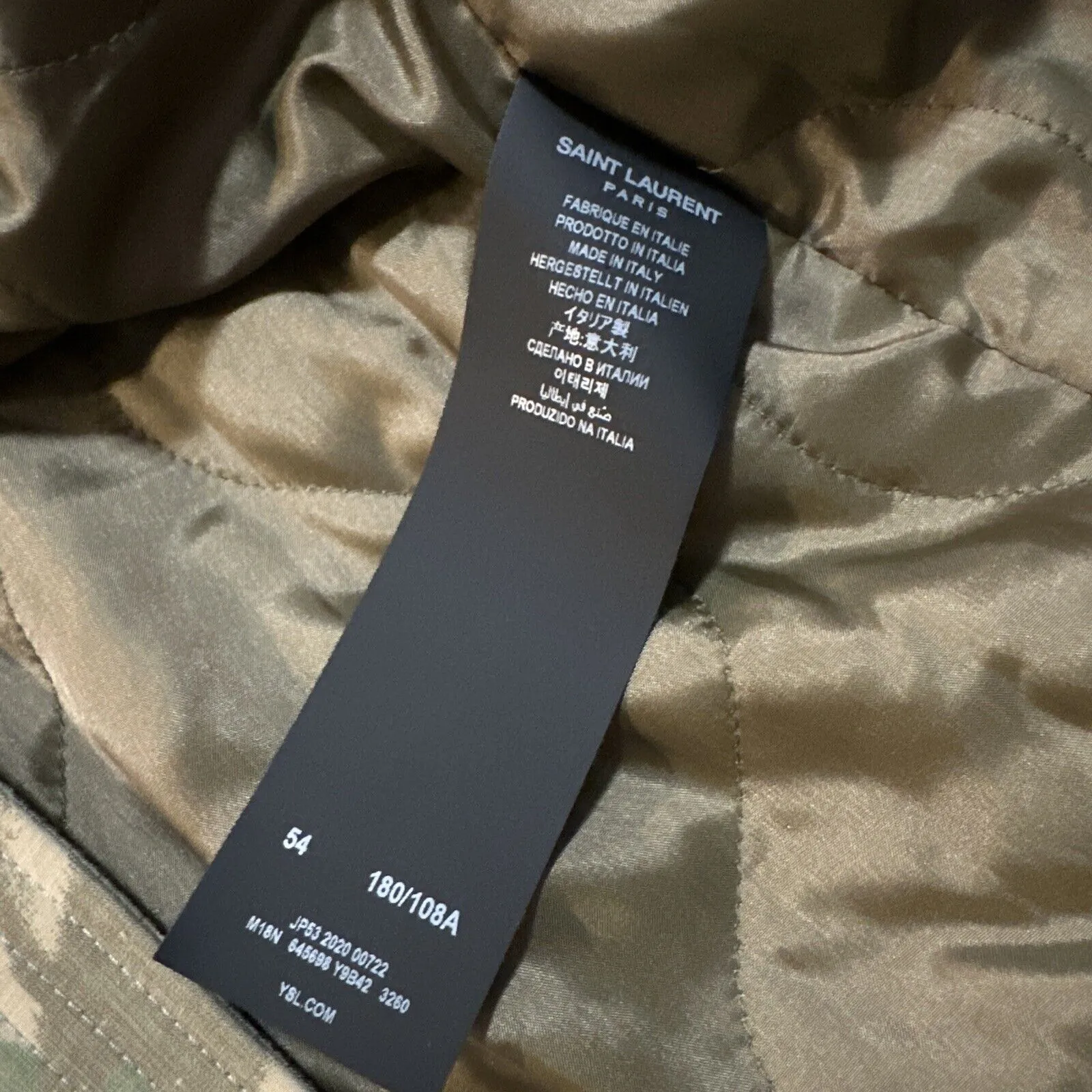 New $3390 Saint Laurent PARKA CAPUCHE CAMOUFLAGE MILI. Jacket Coat 44 US/54 Eu