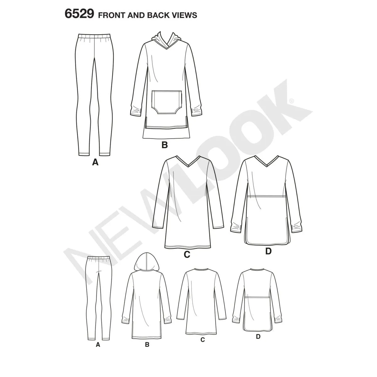 Pattern - New Look - 6529 - Misses’ Knit Tunics and Leggings