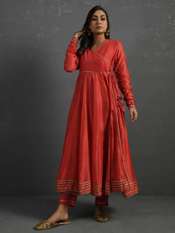 Pink Gota Kissed Chanderi Kurta & Pant (Set of 2)