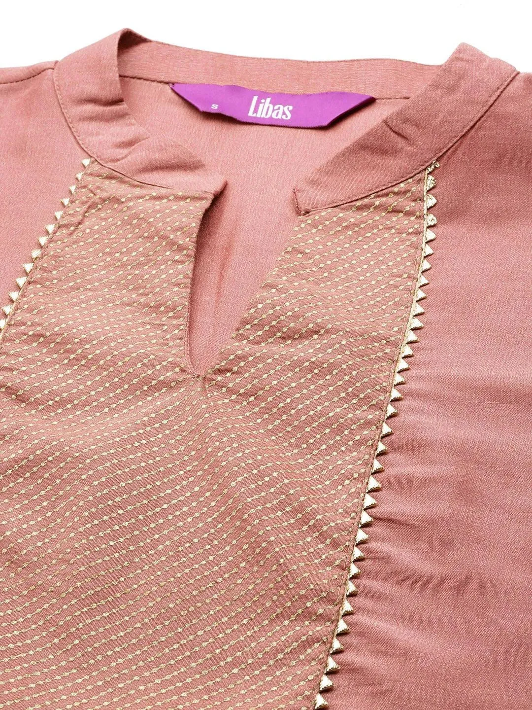Pink Solid Silk Blend Straight Kurta With Dupatta