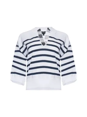 Repeat Striped Polo Neck Sweater
