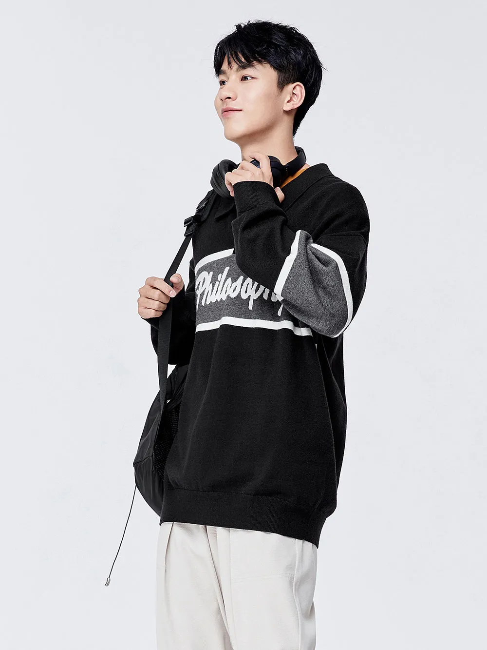 Retro Campus Knitted Polo Sweater