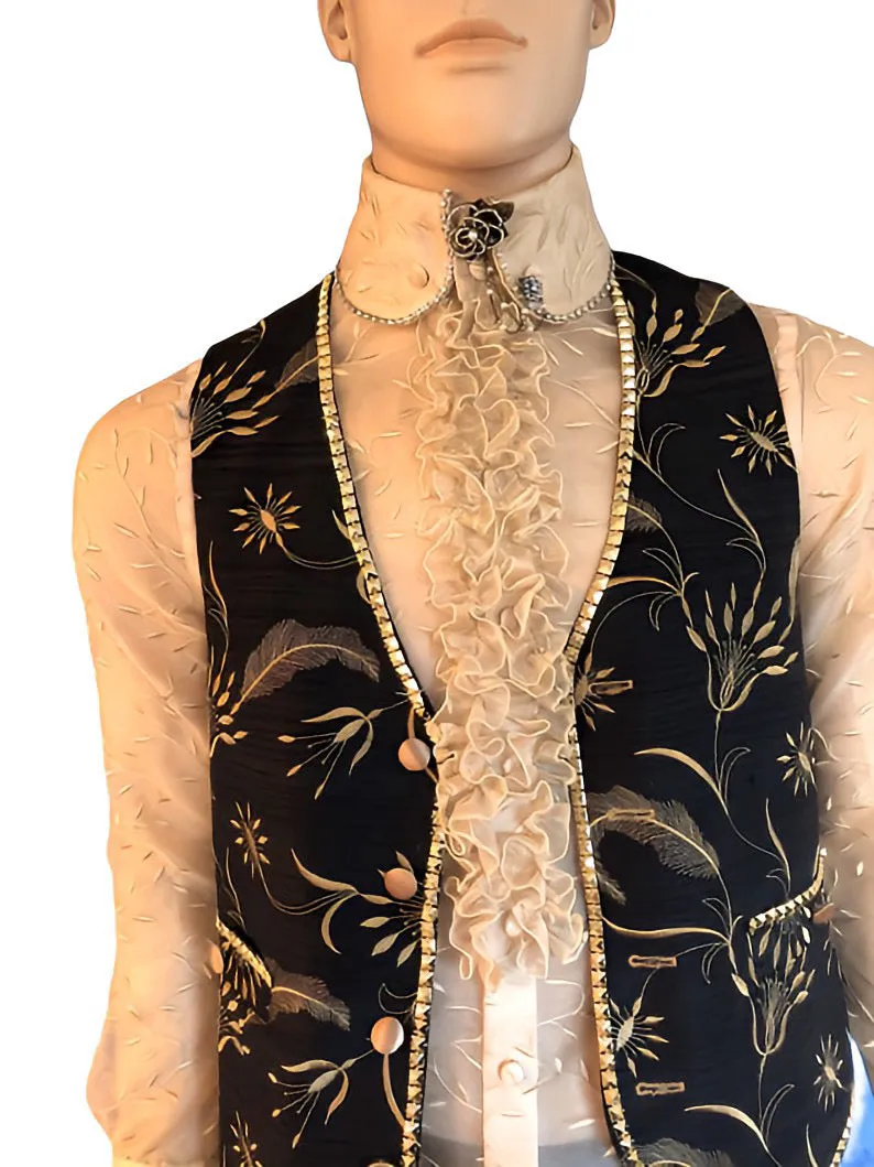 Ruffles Embroidery Silk Transparent Men’s Shirt