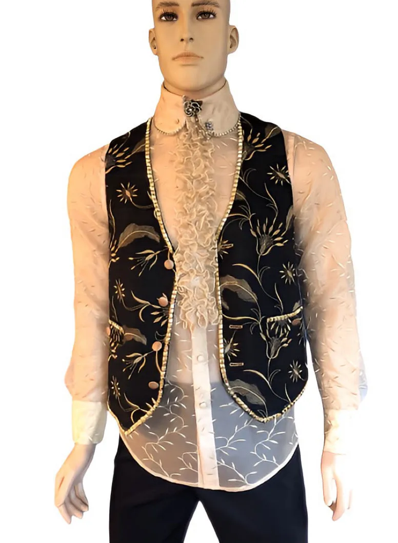 Ruffles Embroidery Silk Transparent Men’s Shirt