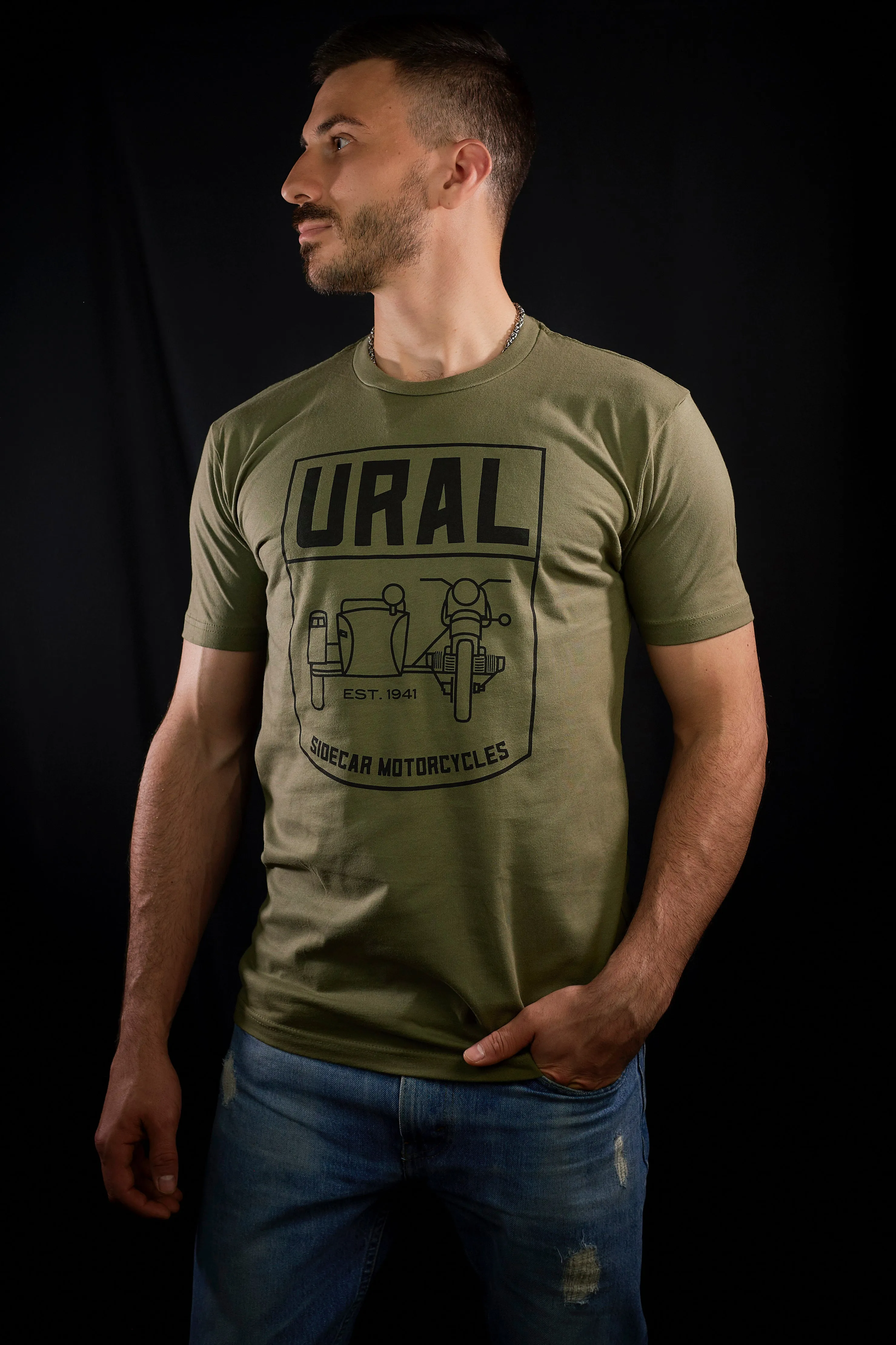 Sidecar Badge T-Shirt - Military Green