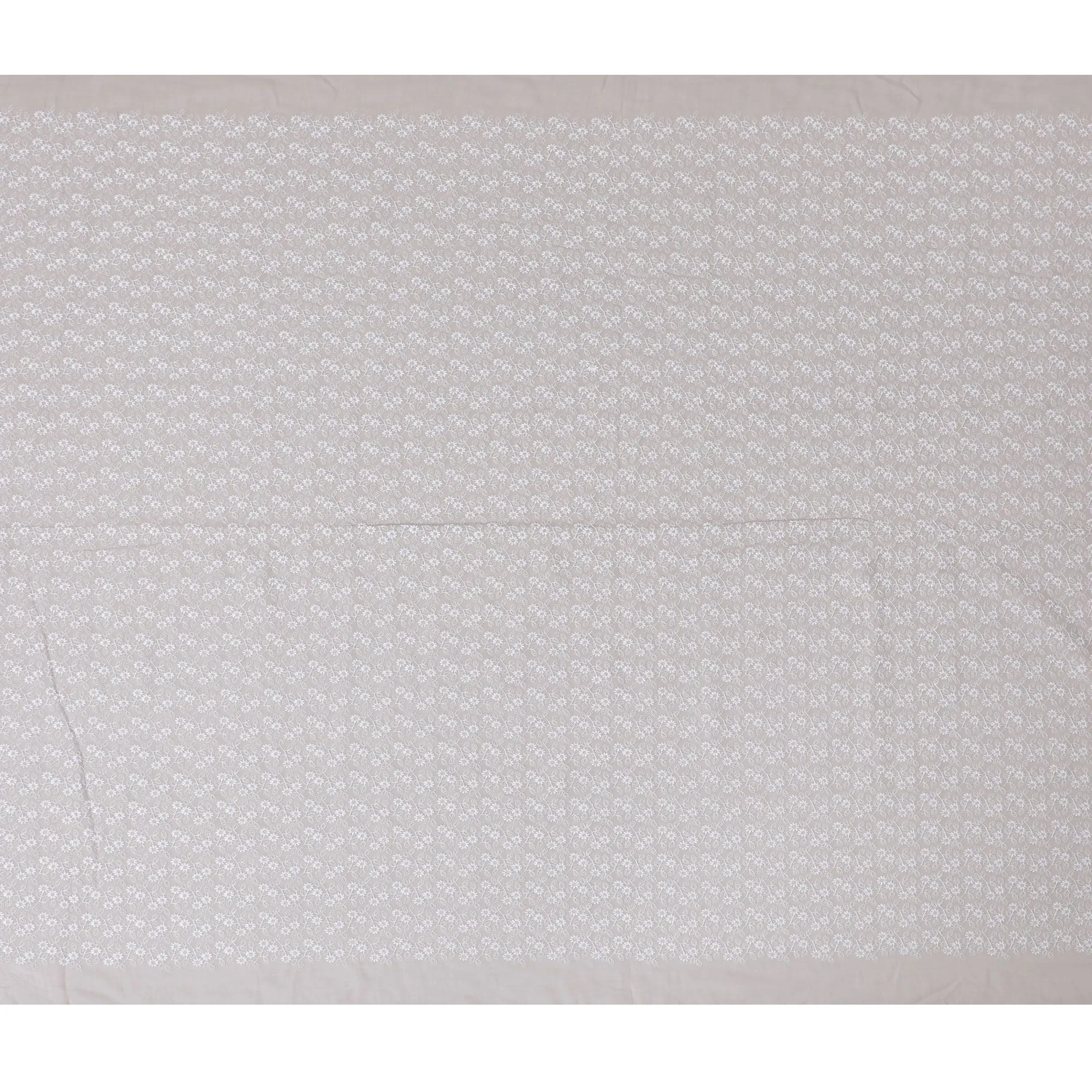 Silver Lining Cotton Voile Fabric: Embroidered with Sophistication-D17584