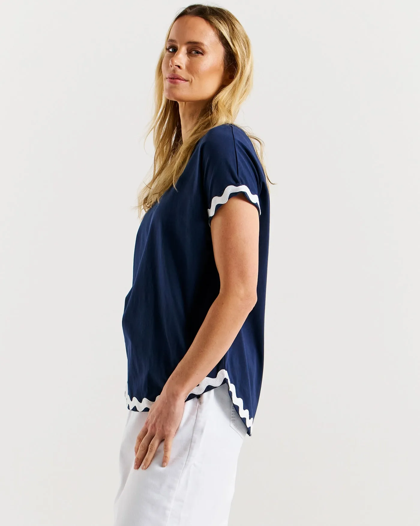 Sunny Tee Navy/White Ric Rac