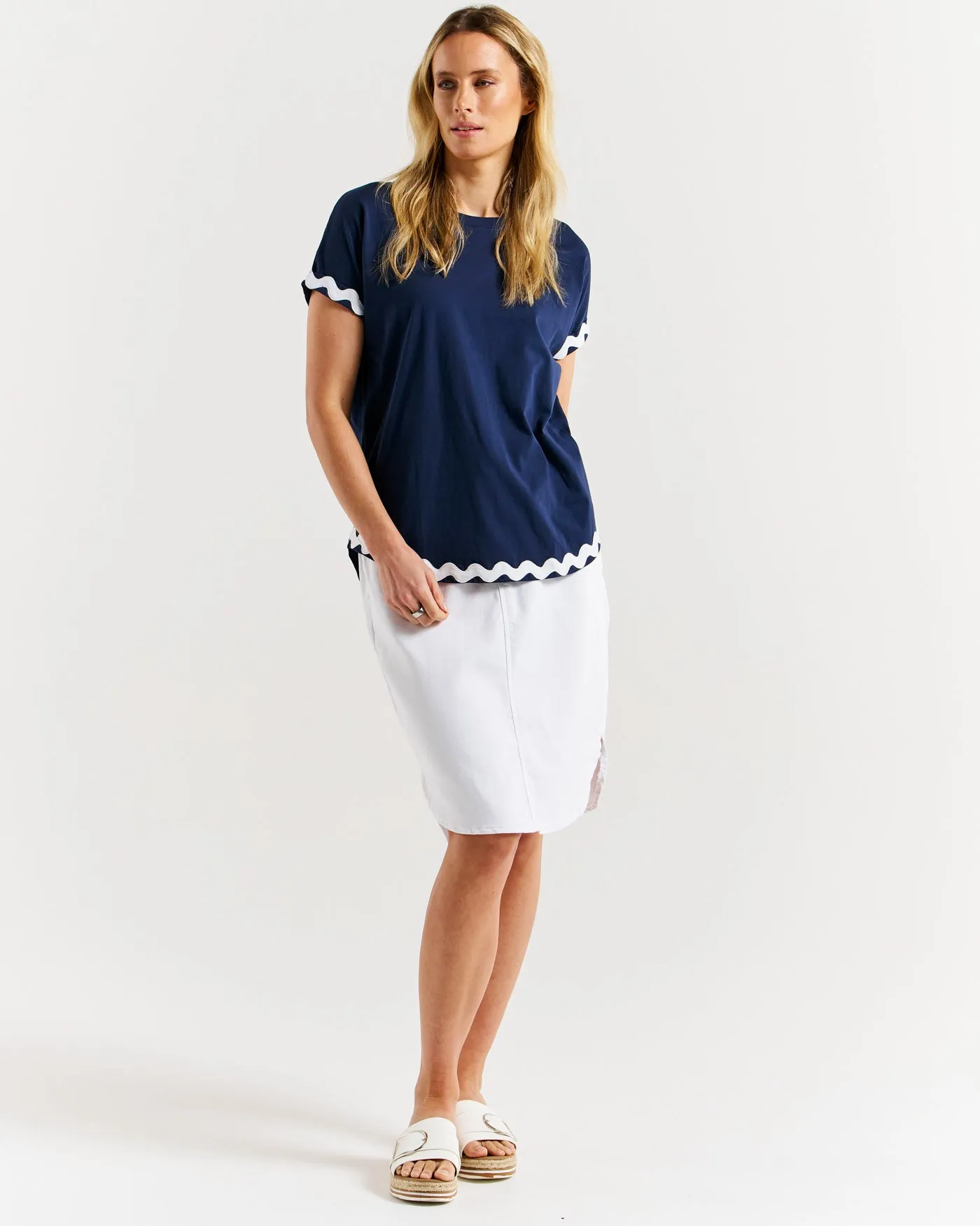 Sunny Tee Navy/White Ric Rac