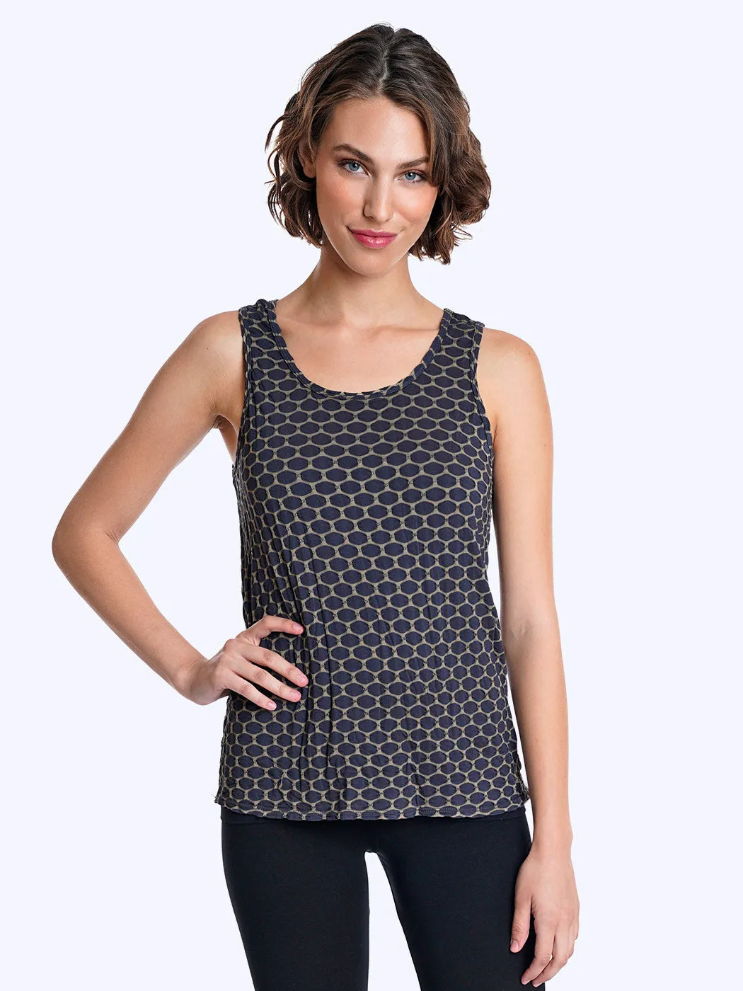 Taupe "Honeycomb" Knit Jacquard Crop Tank