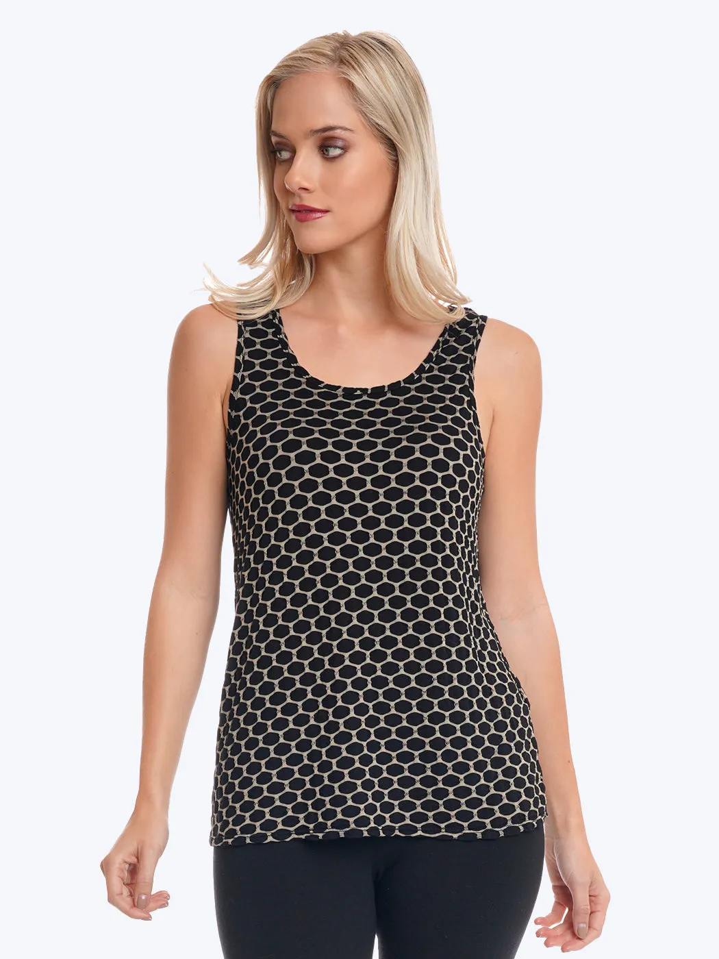 Taupe "Honeycomb" Knit Jacquard Crop Tank