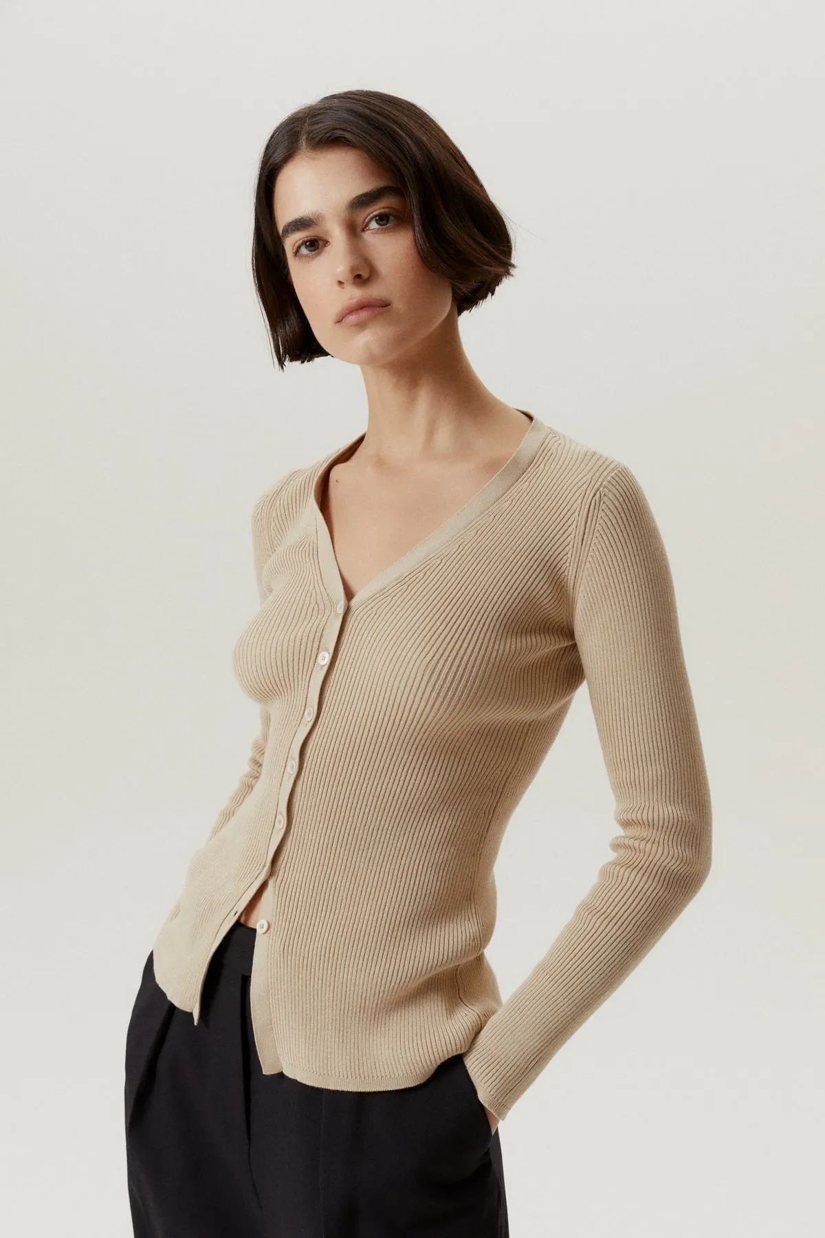 The Organic Cotton Ribbed Cardigan