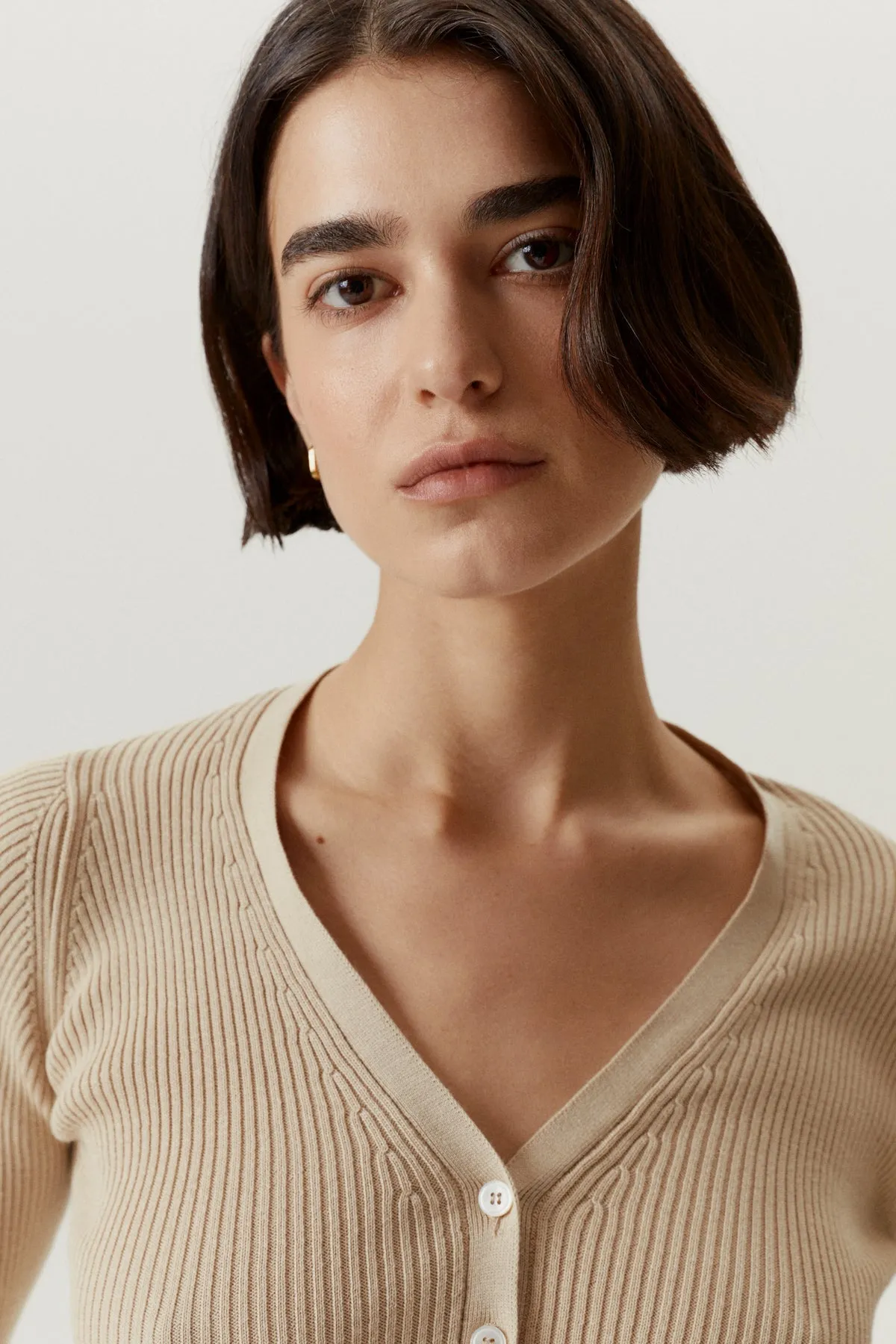 The Organic Cotton Ribbed Cardigan