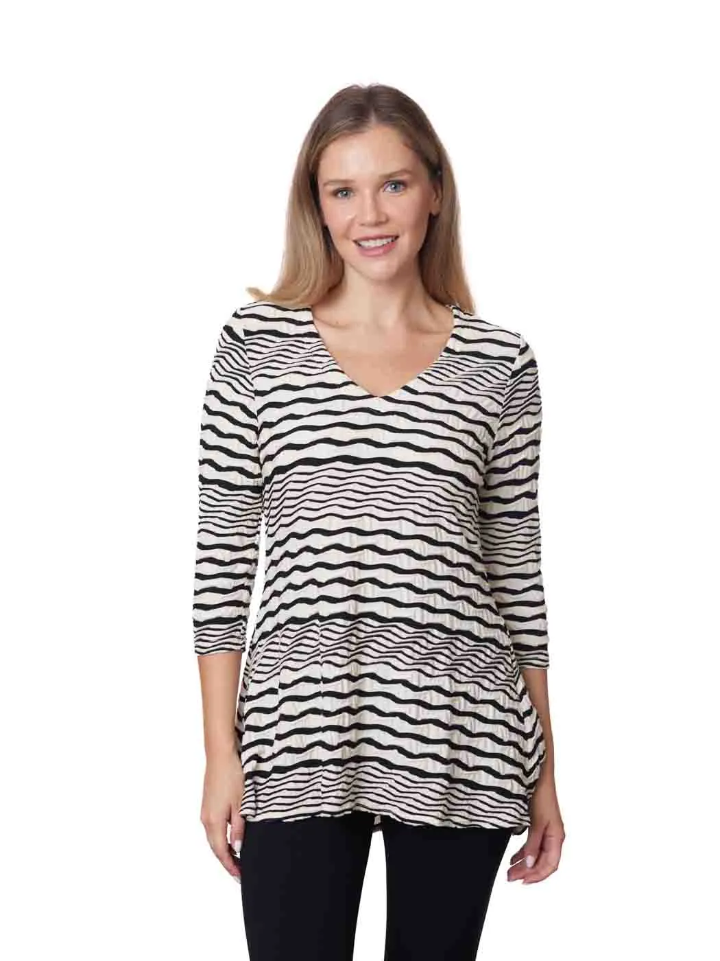 Tianello "Stripe" Knit Jersey Jacquard "Leyton" Tunic - XS  M  XL
