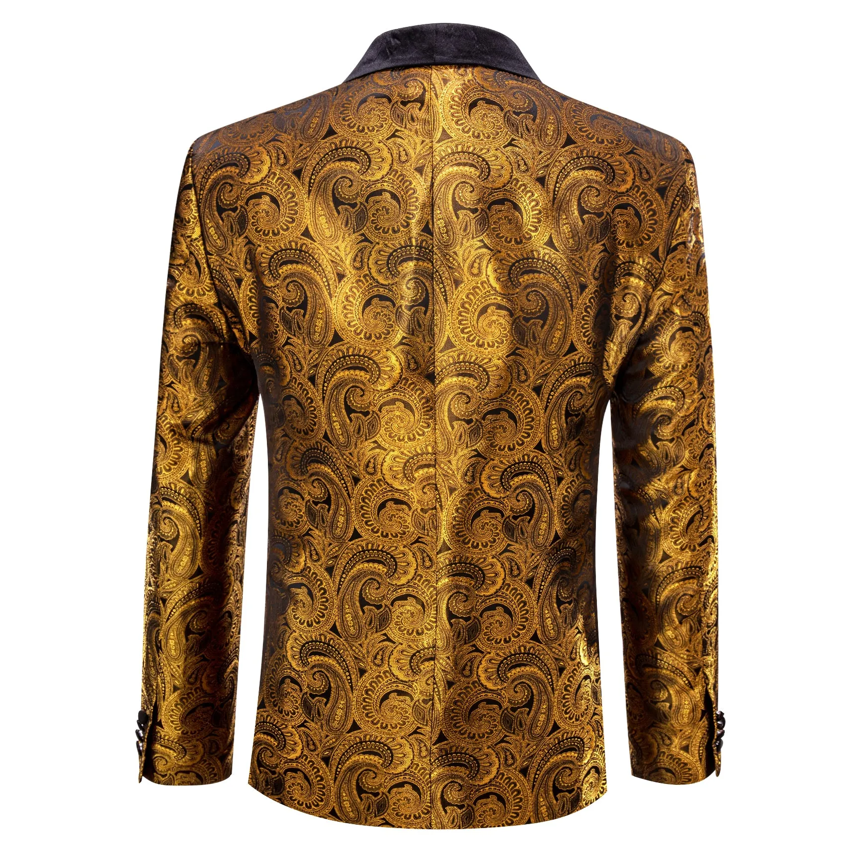 Ties2you Men's Suit Black Gold Paisley Shawl Collar Suit For Party