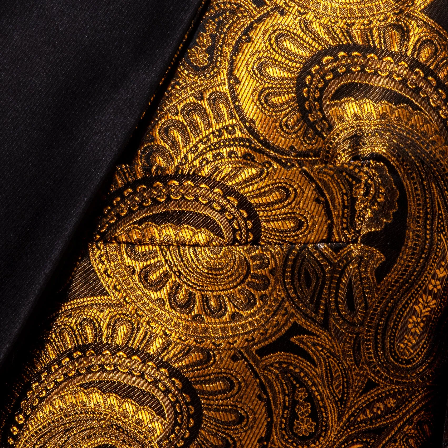Ties2you Men's Suit Black Gold Paisley Shawl Collar Suit For Party