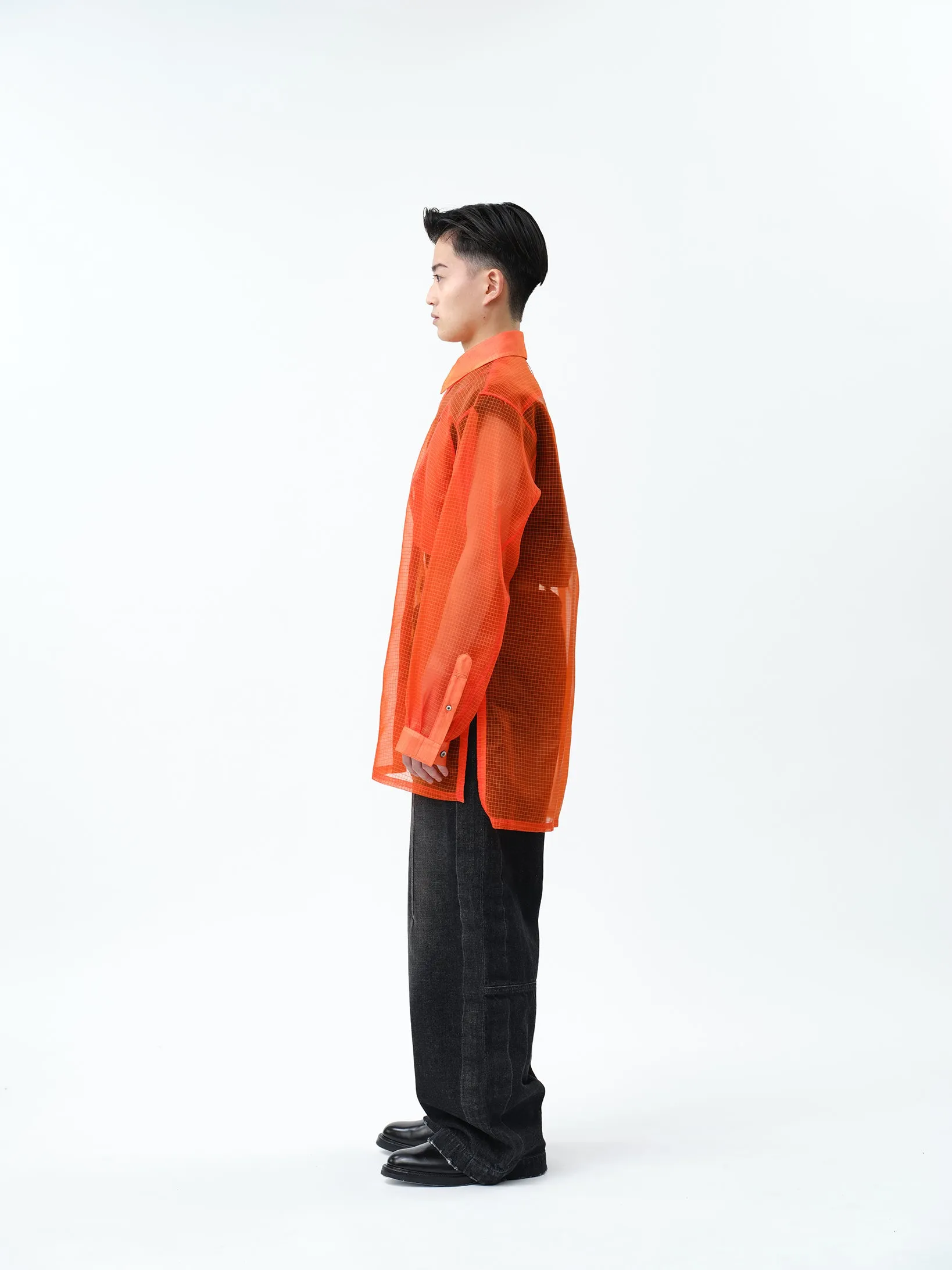 TRANSPARENT RIP-STOP SEAM POCKET SHIRT .11【ORANGE】