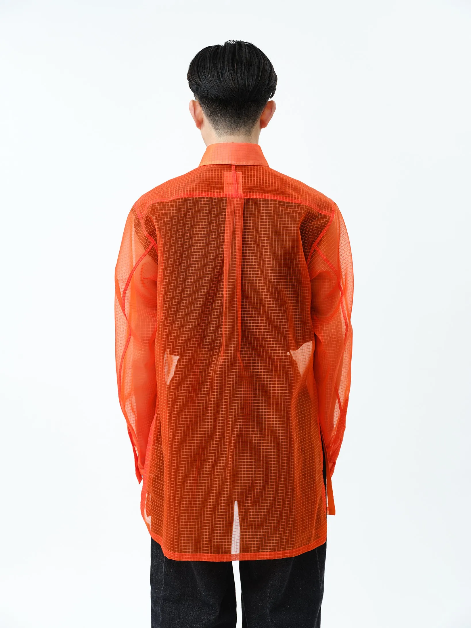 TRANSPARENT RIP-STOP SEAM POCKET SHIRT .11【ORANGE】
